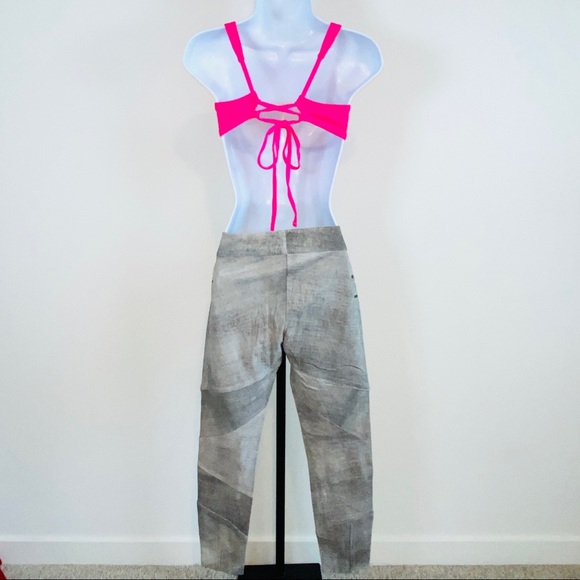 Shades of Gray Abstract Style Genuine Leather Biker Pants with Stretch Size 4 - Picture 2 of 12